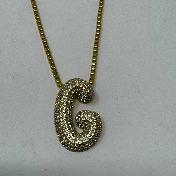 BaubleBar Bubble Gold “G” Initial Necklace with Crystal Pendant - Picture 2 of 4